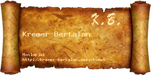 Kremer Bertalan névjegykártya